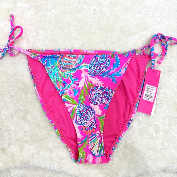 Lilly Pulitzer Bryon Pink Isle String Bikini Bottom Shell Me Something Good NWT - Picture 1 of 11